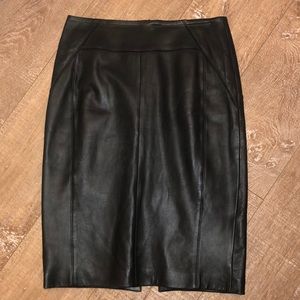 Black leather pencil skirt